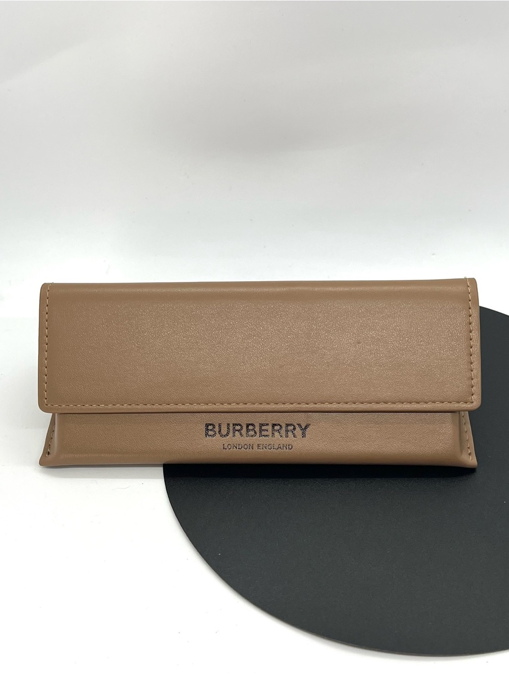 Burberry Tan Leather Eyeglasses Sunglasses Case Beige Logo Pouch